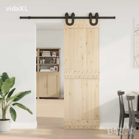vidaXL Комплект механизъм за плъзгаща врата, 183 см, стомана, черен, снимка 3 - Железария - 56147423