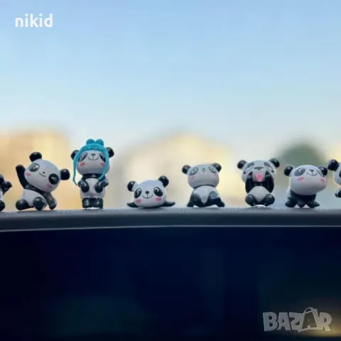 8 бр малки Панда Панди пластмасови PVC фигурки за игра и декорация торта топери фигурка, снимка 3 - Фигурки - 23256959