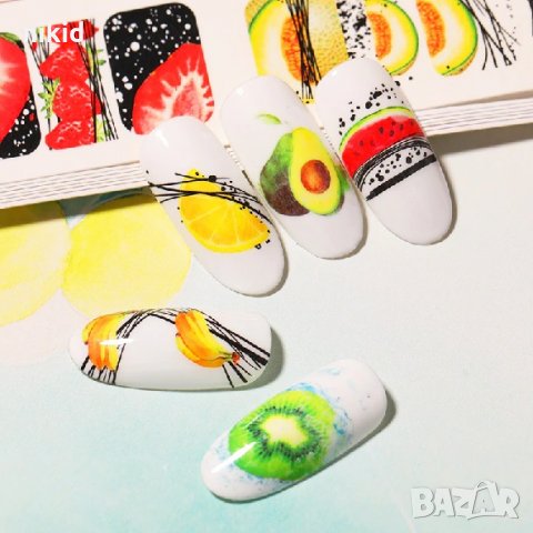 BN 12 ВИДА ПЛОДОВЕ МИКС  слайдер татос ваденки водни стикери за нокти маникюр, снимка 3 - Продукти за маникюр - 29710478