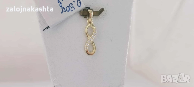 Нова Златна висулка безкрайност-0,80гр/14кр, снимка 3 - Колиета, медальони, синджири - 52156418