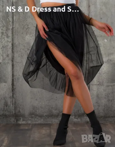 Дамска пола от черен тюл- пачка, снимка 2 - Поли - 47442727