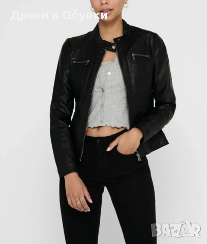 Черно яке естествена кожа HEMA , снимка 17 - Якета - 54318002