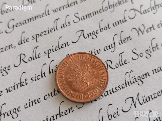 Монета - Германия - 2 пфенига | 1991г.; серия D, снимка 2 - Нумизматика и бонистика - 38502156