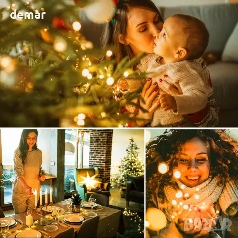 Коледни лампички на батерии с таймер, 6 броя по 3 метра/30 LED, снимка 5 - Декорация за дома - 49905567