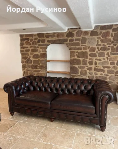 Оригинален кожен диван Chesterfield Честърфийлд естествена телешка кожа