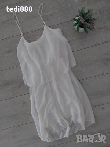 Нова бяла рокля шифон с презрамки, снимка 1 - Рокли - 40343539