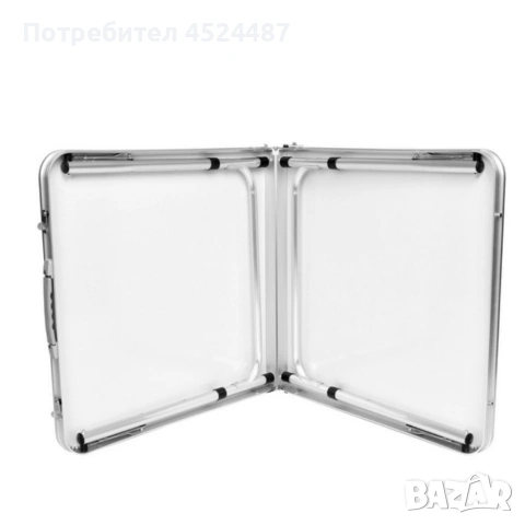 Комплект сгъваема къмпинг маса с 4 стола, регулируема височина, дизайн "куфар" в сив цвят, снимка 4 - Други стоки за дома - 53960320