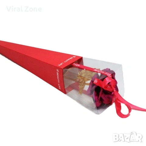 Декоративна роза със златно стъбло в подаръчна кутия, снимка 6 - Подаръци за жени - 53240073