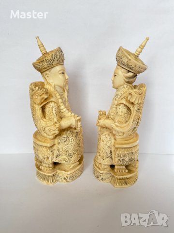 Император и Императрица стар Китай слонова кост изключителна майсторска ръчна изработка, снимка 3 - Колекции - 44434077