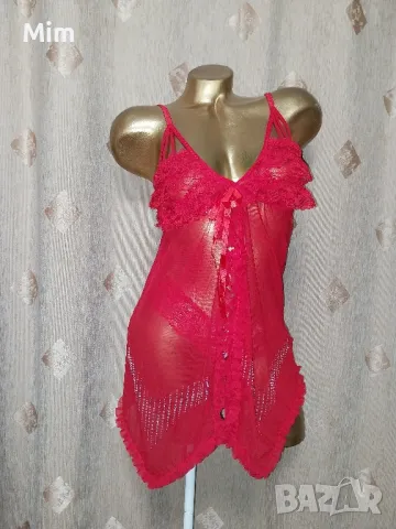 S/M Ярко червена къса нощница и полупрашка , снимка 2 - Нощници - 50227910
