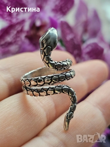 Сребърен пръстен Змия, снимка 2 - Пръстени - 53904830