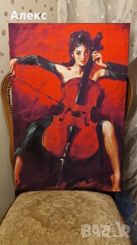 Голям огнен принт на платно, 60см/ 40см"Червена симфония" от Андрю Атрошенко.