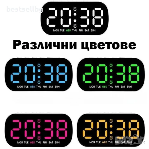 Настолен електронен часовник с термометър аларма календар постоянно светещ на ток за офис дома евтин, снимка 3 - Други - 51204163