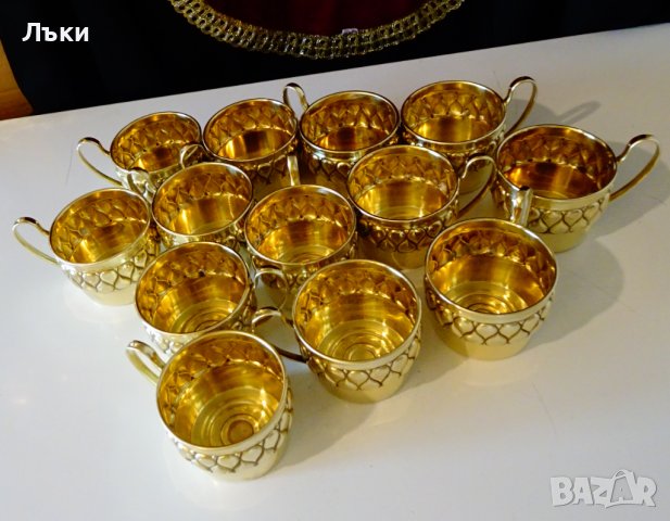 Позлатени чаши с разкошен релеф Wümak Germany 1899 г. , снимка 5 - Антикварни и старинни предмети - 39553305