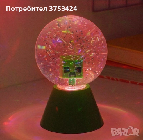 Лампа Paladone Games: Minecraft - Creeper (LED Glitter Ball), снимка 4 - Детски нощни лампи - 54148391