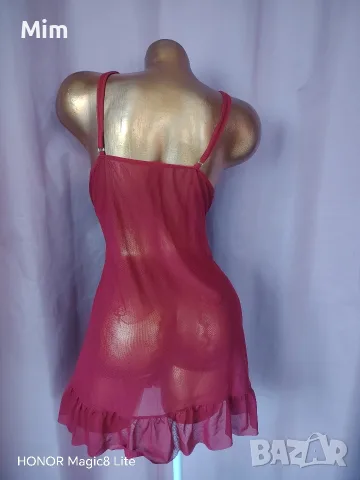 2XL Червена ефирна нощница , снимка 7 - Нощници - 56549094