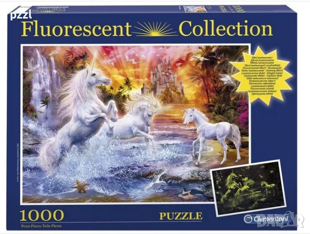 Пъзел "Wild Unicorns" Fluorescent Clementoni 1000 части, снимка 1
