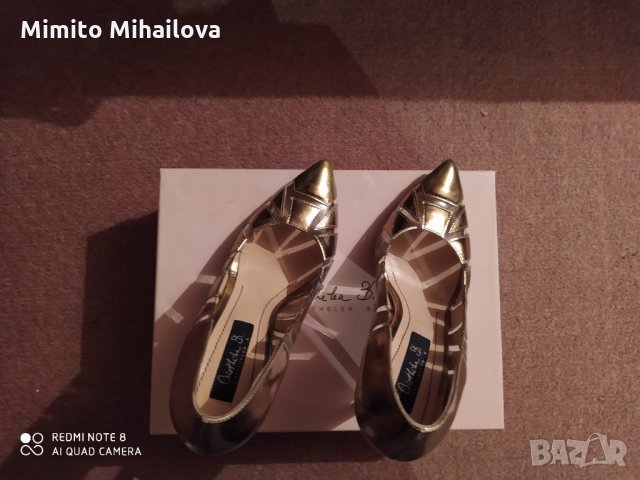 Златисти дамски обувки, снимка 4 - Дамски обувки на ток - 30261488