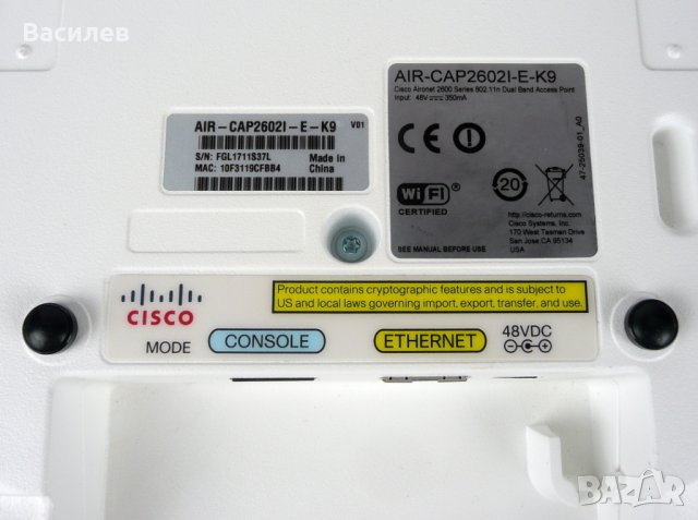 Access point Cisco Aironet 2600, AIR-CAP2602I-E-K9 / 802.11n, снимка 3 - Рутери - 37011717