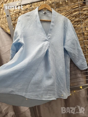 ЛЕНЕНА синя риза, блуза- M/ L, снимка 1