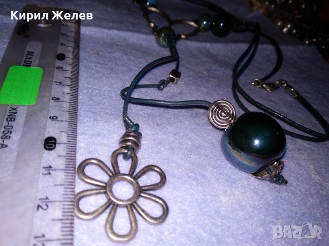 МОДНО АРТ ХЕНД - МЕЙД КОЛИЕ ПОСРЕБРЕНО ФЛОРАЛНО ЦВЕТНО СТЪКЛО КРАСИВО 34705, снимка 6 - Колиета, медальони, синджири - 39141629