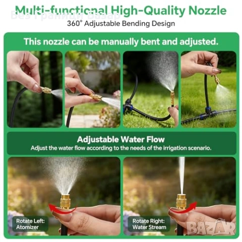 Нова Охлаждаща мъгла Мистинг комплект за градина – дюзи, маркуч, скоби, фитинги, кран, снимка 4 - Напояване - 54069303