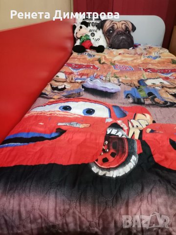 Детско/юношеско легло в цвят червено и сиво , снимка 2 - Мебели за детската стая - 38937176