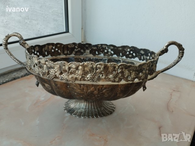 Голяма посребрена фруктиера , снимка 8 - Антикварни и старинни предмети - 42720687