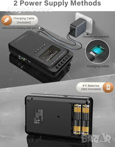 Преносим касетофон и конвертор Gracioso – касети към MP3, USB и TF карта, снимка 4 - Радиокасетофони, транзистори - 56112761