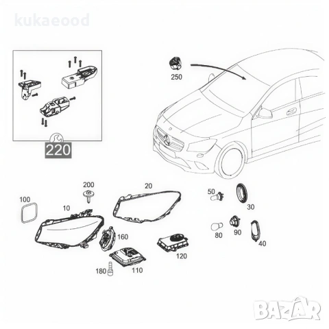 Комплект щипки за захващане на фар Mercedes CLA-Class C117, снимка 4 - Части - 54191508