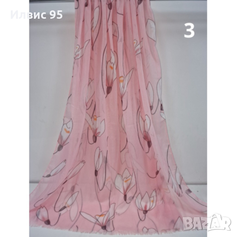 Дамски шал с флорални шарки , снимка 3 - Шалове - 44488893