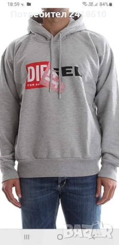 Diesel Oversize  Hoodie  Cotton Mens Size S - М  ОРИГИНАЛ! Мъжки Суичър  , снимка 7 - Суичъри - 50773558