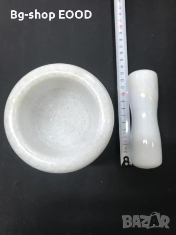 Голямо Мраморно хаванче и чукало за подправки, Бял/Бежов, снимка 4 - Аксесоари за кухня - 53943971