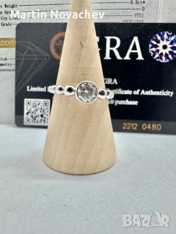 Сребърен пръстен с мойсанит (Диамант) 0.5 карата, снимка 3 - Пръстени - 50799593