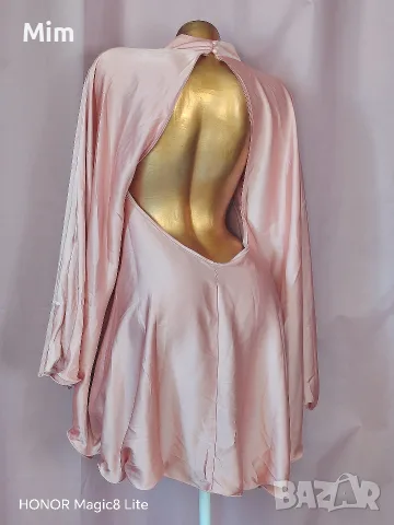 M/L Розова, сатенена много ефектна рокля / перелина /, снимка 2 - Рокли - 56204566