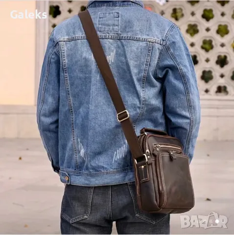 Премиум/Мъжка Винтидж чанта HUMERPAUL 1998 Crazy Horse* Естествена кожа!, снимка 11 - Чанти - 49925905