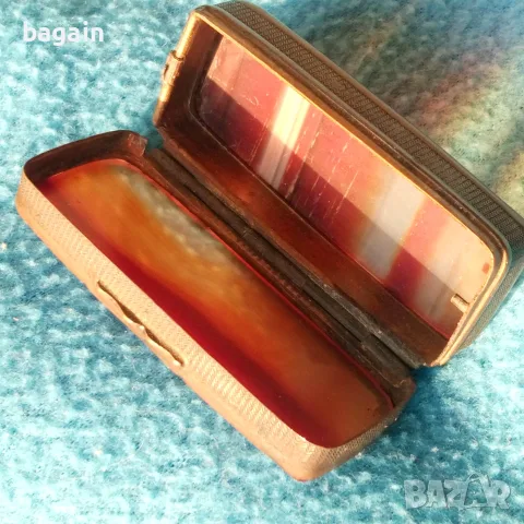 Старинна кутия от ахат и бронз., снимка 3 - Кутии за съхранение - 56204666