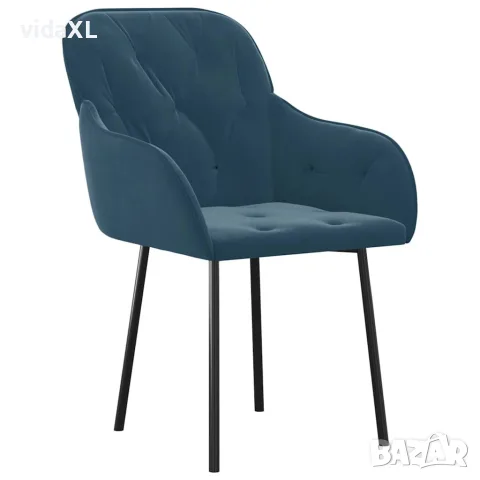 vidaXL Трапезни столове, 2 бр, сини, кадифе, снимка 3 - Столове - 56147129