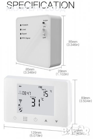 HY09RF WIFI Седмичен програмируем, радио управляем дигитален стаен термостат, снимка 4 - Отоплителни печки - 36603972