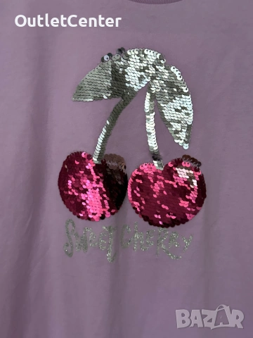 Детска тениска с пайети Benetton, снимка 3 - Детски тениски и потници - 54320225