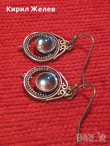 КЛАСИЧЕСКИ РЕТРО АРТ ДЕБЕЛО ПОСРЕБРЕНИ МЕДНИ ОБЕЦИ с ЦВЕТНО ВЕНЕЦИАНСКО СТЪКЛО и ПЕЧАТ S925 49956, снимка 15 - Обеци - 50136084