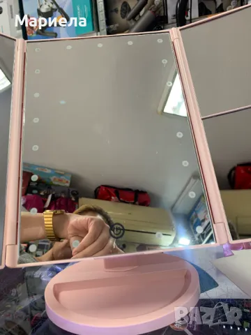 Трикратно осветено огледало с 21 LED светлини, сензорен екран и 3X/2X/1X увеличение, снимка 10 - Други - 47339435