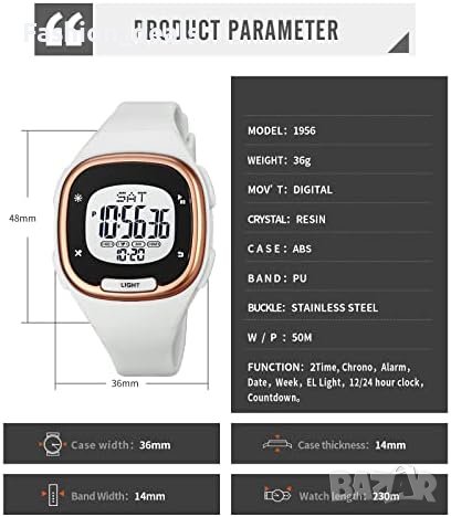 Нов GBB Цифров Дамски часовник многофункционален водоустойчив Подарък, снимка 9 - Дамски - 42191421