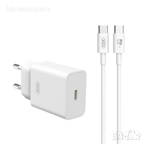 Зарядно/Адаптер 220V / XO-L126 PD 20W + PD Type-C - Type-C Кабел / Бял / Баркод : 456411