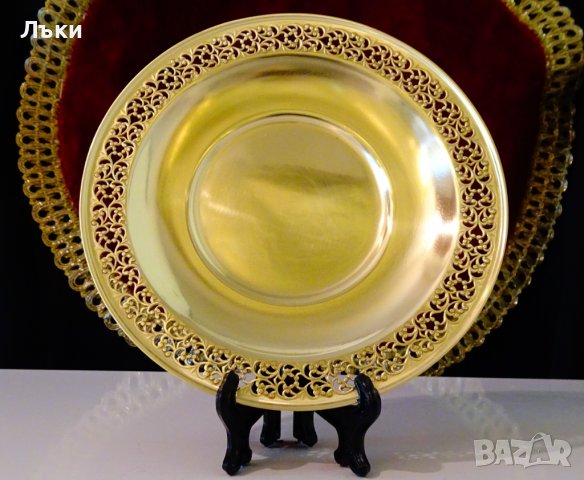 Уникална бронзова чиния с филигран,позлата. , снимка 3 - Антикварни и старинни предмети - 37275048