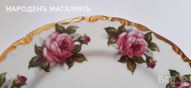 Голяма порцеланова чиния за стена плато порцелан поднос рози цветя , снимка 4 - Други ценни предмети - 52055560