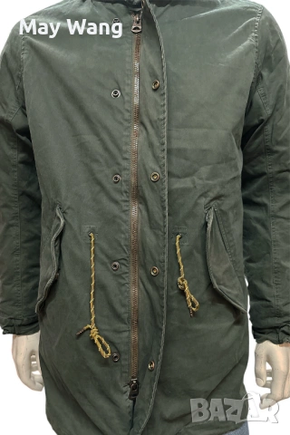 Мъжка зимна парка Scotch & Soda, Ватирана, с качулка, Тъмнозелен, L,  нова, снимка 3 - Якета - 53263389