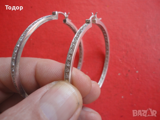 Дизайнерски сребърни обеци обици с камъни 925, снимка 4 - Обеци - 44761832