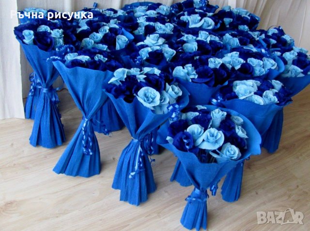Букети и букетчета в синьо, снимка 11 - Изкуствени цветя - 31382192