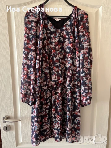  Нова нежна феерична къса флорален принт цветя ежедневна елегантна рокля ниска талия Esprit , снимка 2 - Рокли - 45685764